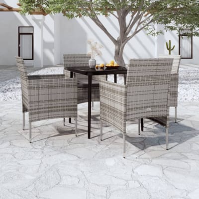 vidaXL - 5-delige - Tuinset - met - kussens - grijs - en - zwart