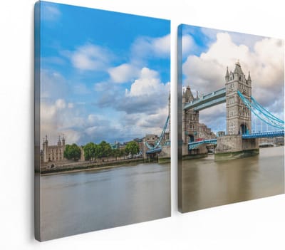 Artaza Canvas Schilderij Tweeluik Tower Bridge in Londen - 120x80 - Foto Op Canvas - Canvas Print