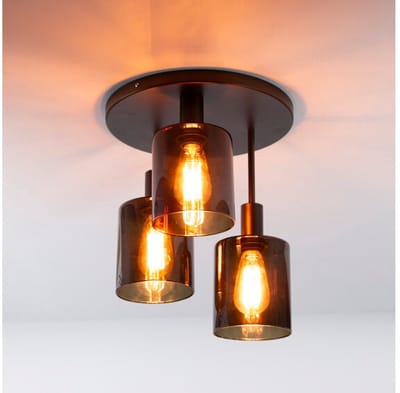 Plafondlamp Sepiora glas 3 lampen 35x35x40 cm- Hotel chique - Sienna bruin