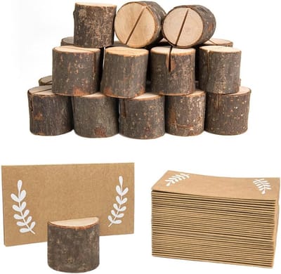 40x Rustieke Houten en Kraft Papieren Tafelkaarten Set voor Bruiloft en Diner