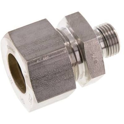 G 1/2'' Buitendraad x 25S RVS Rechte Knelfitting met FKM Afdichting 400 Bar DIN 2353 - FL2S-MO-STFP-012G-25-S