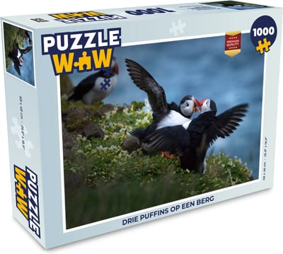Puzzel Drie puffins op een berg - Legpuzzel - Puzzel 1000 stukjes volwassenen