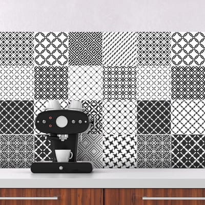 Zelfklevende tegelmuurstickers voor keuken en badkamer - 24 etnische Makusano tegelstickers - 24 stickers 10x10cm