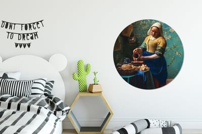 Behangcirkel - Melkmeisje - Van Gogh - Amandelbloesem - Kunst - Oude meesters - Zelfklevend behang - Behangsticker - Woonkamer decoratie - Wanddecoratie rond - 100x100 cm - Muurdecoratie cirkel - Wandcirkel - Muurcirkel binnen