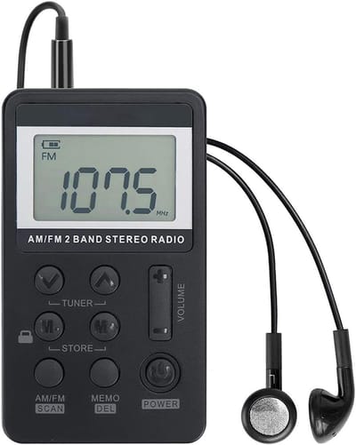 Draagbare AM/FM-zakradio, VR-robot, mini digitale radio met oplaadbare batterij, oortelefoon en vergrendelscherm voor wandelen/hardlopen/sportschool/kamperen.