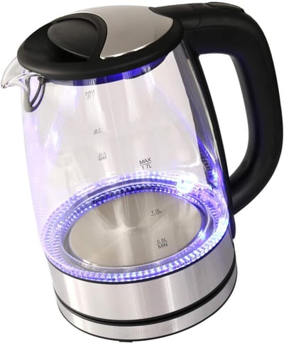 Waterkoker Glas - Elektrische Ketel - Snel Water Koken - LED Verlichting - 17 Liter - Roestvrij Staal