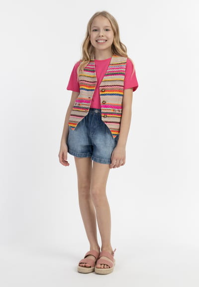 IZIA Waistcoat Meisje Veelkleurige roze strepen