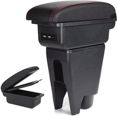 Multifunctionele Armsteun - Geschikt voor Toyota Aygo, Peugeot 107 en Citroen C1 (2005-2014) - 3 USB Aansluitingen - Opbergvakken - Past in Bekerhouder