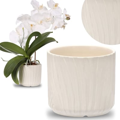 Ecru Bloempot Hoes, Keramische Pot Cover 15x15x13 cm