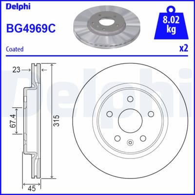 Remschijf DELPHI BG4969C
