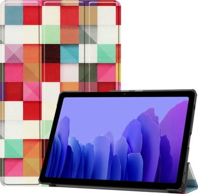 Hoesje - Geschikt voor Samsung Galaxy Tab A7 (2020) - Dun & Stevig - Hardcover Book Case - Trifold Bookcase Hoes - Hard Cover - Tablethoes - Blokken