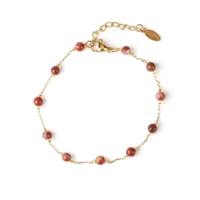 Rode Jaspis Armband Dames - Goudkleurig - Edelsteen Natuursteen - Verstelbaar - Kasey