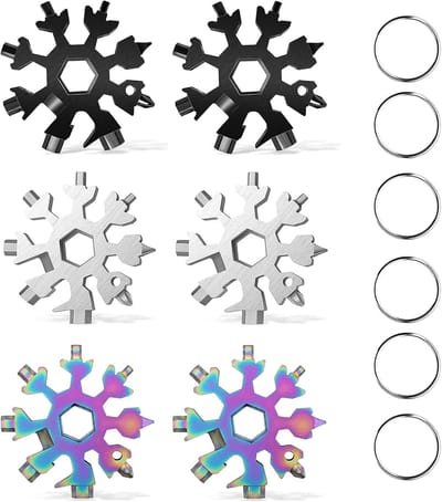 Sneeuwvlok multitool - Multifunctioneel gereedschap - Buitenactiviteiten reparatie - 18 functies in één - Compact formaat - Roestvrij staal