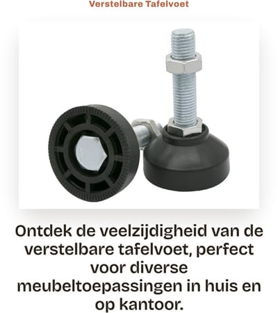 Dailygoods- Tafelvoet Verstelbaar - Meubelbeen Levelers - Duurzaam Metalen Leveler - Geschikt voor Werkbank - 100mm/60mm - Corrosiebestendig - Meubelbenen