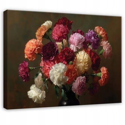WALLARENA - Schilderij op canvas - 100x70 cm - bloemen op zwarte achtergrond abstractie - Geschikt voor slaapkamer en woonkamer
