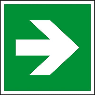 Nooduitgang bord richtingspijl 150 x 150 mm