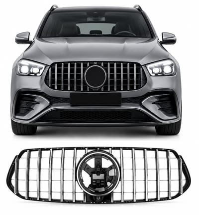 Grill Geschikt voor Mercedes-Benz GLE W167 SUV & GLE Coupé C167 2019-2023 – Zwart met Chromen Spijlen