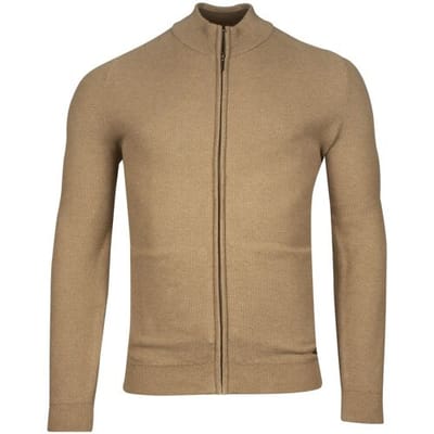 Baileys Vest Combed Cotton Cardigan Zip Allover Structure Knit Taupe / male