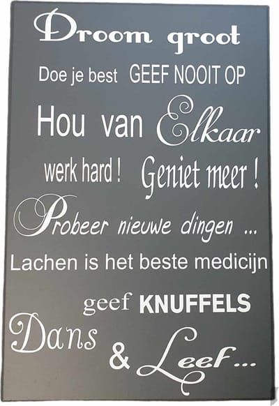 Houten tekst - spreukenbord - droom groot - wandbord - decoratieve wall art