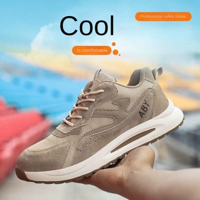 Arbeidsverzekeringsschoenen Anti-verplettering, Anti-perforatie, Slijtvast en Lichtgewicht Werkschoenen Kevlar Antislip Ultralicht Zachte Zool Herenmodellen 45 beige