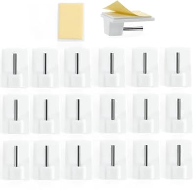 Zelfklevende Gordijnhaken - 20 Stuks - Wit voor Gordijnrails - 1,9 x 2,8 x 1,3 cm