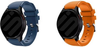 Strap-it Bundel van 2 Siliconen banden - Geschikt voor Samsung Galaxy Watch 6 Classic 47mm - Horlogeband / Polsband / Armband - Siliconen armband - Sportarmband - Oranje & Donkerblauw