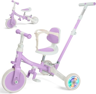 Kinderdriewieler - Loopfiets - Actief Spelen - 5-in-1 - 18 maanden tot 5 jaar - Paars
