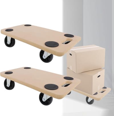 Transportrollers Meubels - Rolplank Verhuis - Zware Lasten Verplaatsen - Met Anti-slip Pads - 590 x 290 mm - Houtkleur