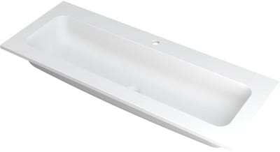 INK Faktor Wastafel Polystone Centraal met 1 Kraangat - 1200x450x15 mm - Mat Wit