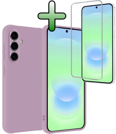 Hoesje Met Screenprotector - Geschikt voor Samsung Galaxy A37 - Sterk & Shockproof - Back Cover - Siliconen Case - Telefoon Hoes - Lila