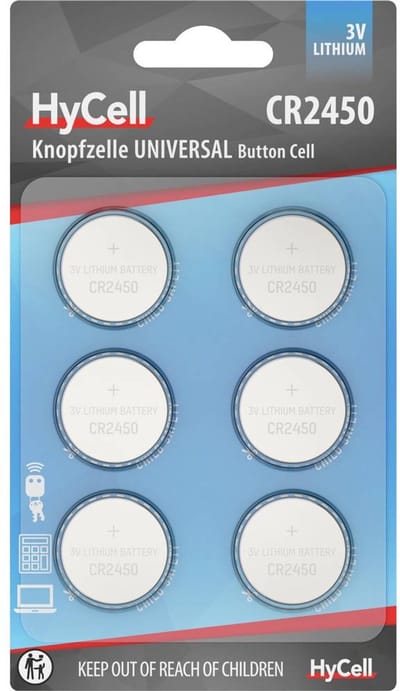 HyCell Knoopcel CR2450 3 V 6 stuk(s) Lithium 6er Blister Lithium Knopfzellen CR2450