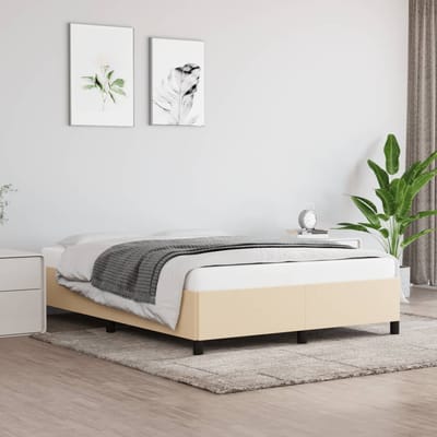 vidaXL - Bedframe - zonder - matras - stof - crèmekleurig - 140x190 - cm