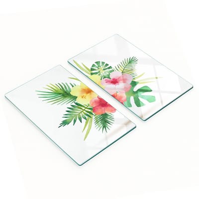 Glazen snijplanken voor in de keuken met Hawaïaanse bloemenprint, 2x30x52 cm