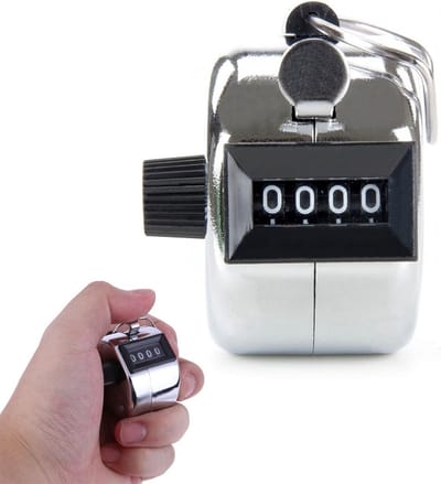 Mechanische Handteller voor Mensen, 4 Digit Telling, Batterijloos, Ideaal voor Breien en Evenementen, Duurzaam Metaal met Ring