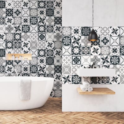 Zelfklevende tegelmuurstickers voor keuken en badkamer - 60 natuurlijke Azulejos cementtegelstickers - 60 stickers 10x10cm
