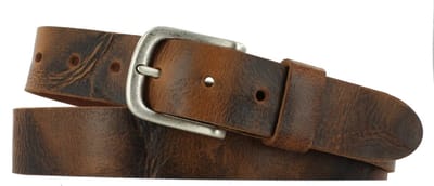 Casual Leren Heren/Dames Riem | 3.5cm breed | Riemmaat: 95cm (totale lengte: 110cm) | 100% echt leer | Kleur: cognac | Nikkelvrije gesp