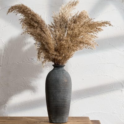 Keramische vaas met zwart verouderd oppervlak, rustieke bloemenvaas voor stijlvolle decoratie in woonkamer, slaapkamer en keuken, antieke terracotta look