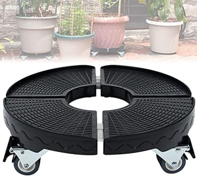 Verstelbare Plantenroller Ø 39-52 cm met 360° Draaibare Wielen en Antislip Paneel