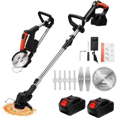 MKSS® Zweefmaaier - Bosmaaier Electrisch - Grastrimmer met Accu - Grasmaaier - Handmaaier met Wielen - Zwart
