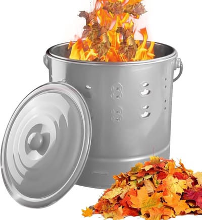 Metalen Brandvat - Verbrandingston Tuinafval - Afval Verbranden - Hittebestendig Rooster - 29 x 29 x 31 cm - Zilver