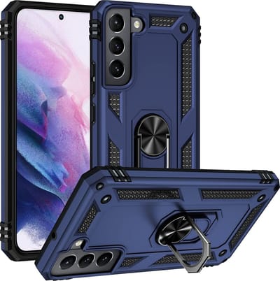 Ring Armor hoesje Geschikt voor Samsung Galaxy S22 - Blauw - Draaibare standaard - Magneet - ZT Accessoires