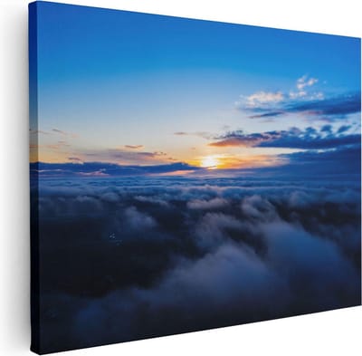 Artaza Canvas Schilderij Wolkenlucht - 40x30 cm - Klein - Wanddecoratie Zon - Muurdecoratie Landschap - Kamer Accessoires Natuur
