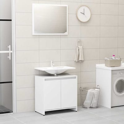 vidaXL - Badkamermeubelset - bewerkt - hout - wit