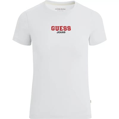 Guess Jeans Slim Rib Emb T-shirt Met Korte Mouwen Wit S Vrouw