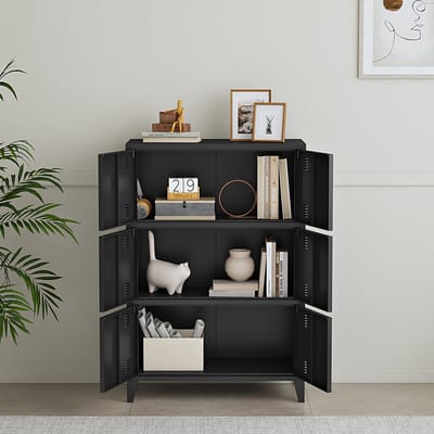 Bureaukast Hamina 113x80x40 cm staal zwart