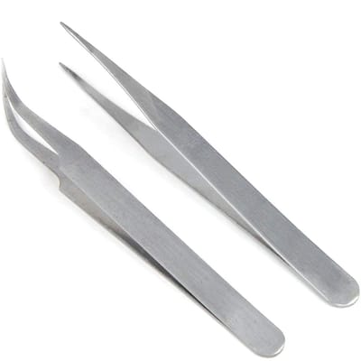 Dailygoods- Strasspickerpincet Set - 2 x Roestvrij Stalen Pincetten - Accessoires voor Nageldesign - Siersteentjes - Kralen - Professionele Kwaliteit - Nagelpincet