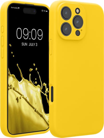 kwmobile telefoonhoesje geschikt voor Apple iPhone 16 Pro Max - TPU backcover met siliconen coating - Smartphone case in stralend geel