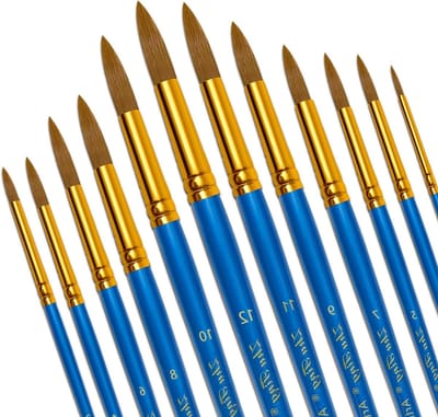 Set van 12 Nylon Penseelkwasten voor Schilderen - Perfect voor Aquarel, Acryl en Olieverf