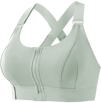 Lichtgroen S-Voorsluitende sportbeha met rits - sterke schokabsorptie - geschikt voor hardlopen yoga en rugcorrectie - comfortabel sportondergoed