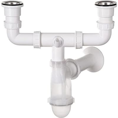 Siphon de Lavabo Double Transparent + Raccord Lave-Vaisselle